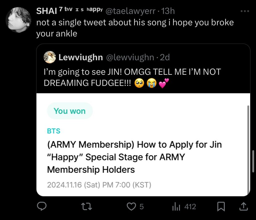 Y00NG0RE's tweet photo. this is why they’re going to see jin and you’re not. https://t.co/RBA1xgNcpl