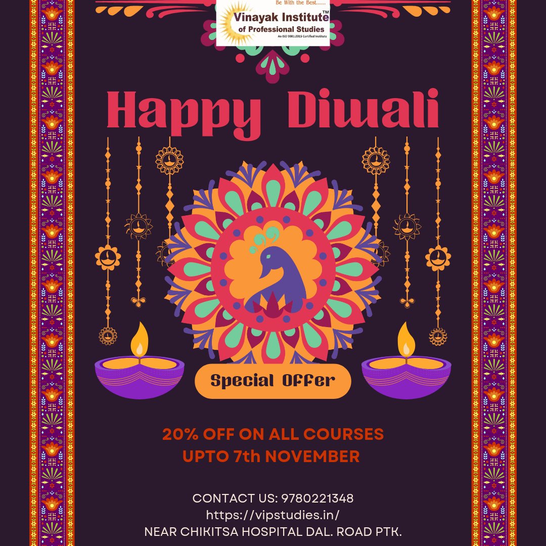 bans10779's tweet photo. Happy Diwali To All🙏🏻

This Diwali, light up your future with knowledge! Enjoy a 20% discount on all courses and take a step closer to achieving your dreams. 

#HappyDiwali #DiwaliSpecial #VIPStudies #SkillUp #DiwaliDiscount #Pathankot https://t.co/DX60HCcZCi