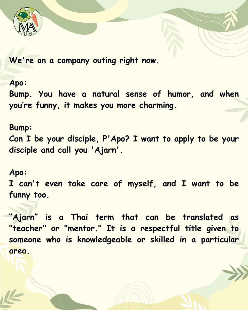 Hey there! Guess who's back? Did you miss us (the busy bees)? We sure hope so! Let's dive back in for more translation shall we?

#ApoNattawin
#apocolleagues
#GreenyaColleagues
#MileApoTranslation