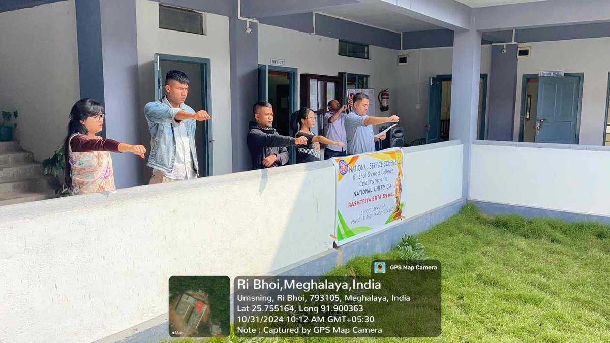 NssRBSC's tweet photo. The NSS Unit of Ri Bhoi Synod College organised the National Unity Day Pledge taking ceremony. A brief speech was given by the Principal Rev.P.S Tmung followed by the Pledge taking  and the National Anthem. A total number of more than 100 NSS volunteers attended the program. https://t.co/lNJ3QS5Ige