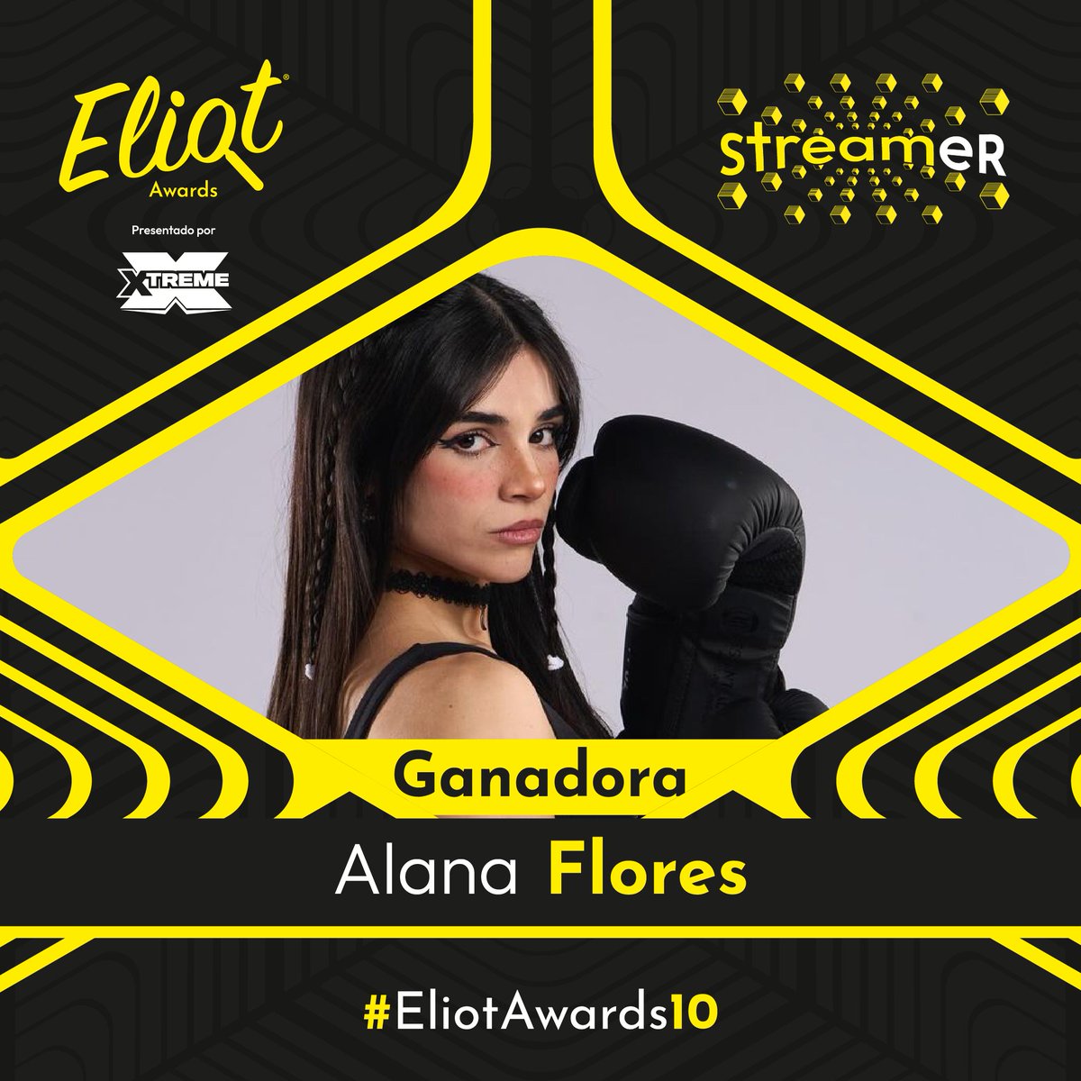 EliotMedia's tweet photo. Alana Flores se corona como la ganadora de la categoría Streamer presentada por Solural en los #EliotAwards10. #LaHidrataciónDeHoy #Solural #EliotAwards #EliotAwards2024 https://t.co/UPHuqMD10e