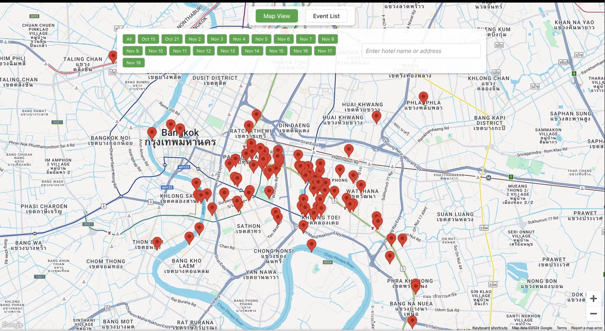 Are you going to Devcon?

I geocoded all the side-events and marked it on a map to find out optimal location to book a hotel and filter by dates

try it at - devcon.0xSmit.com , you can check relative location and distance of your hotel/address with respect to side events.