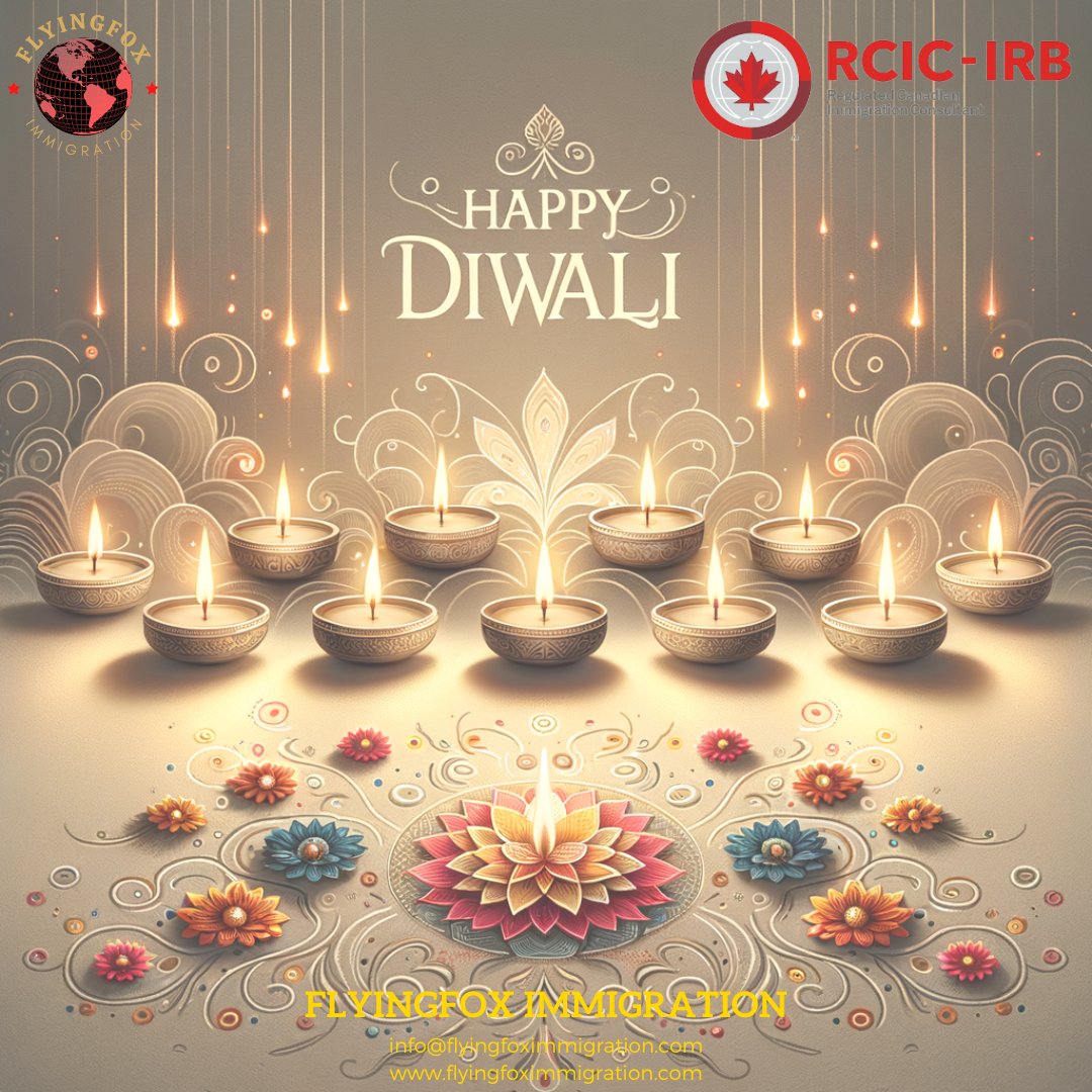 ✨🪔 Wishing everyone a sparkling Diwali filled with joy, light, and togetherness! From our FlyingFox Immigration family to yours, may this festive season bring happiness and prosperity. 🌟🧡 #HappyDiwali #FlyingFoxImmigration