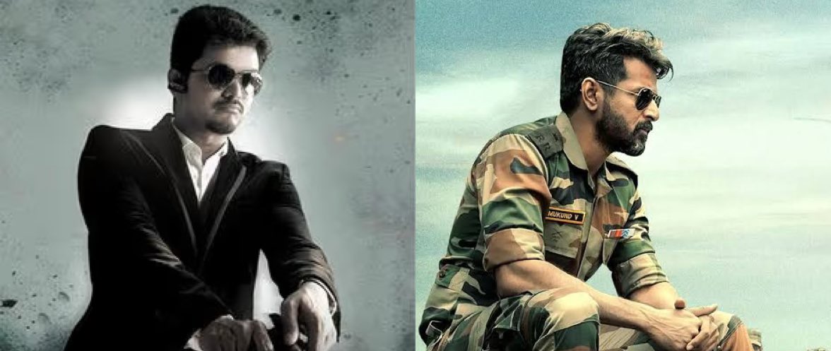 Puneeth51555's tweet image. Enakku kooda oru  padam pudikkum Tamil la Army Padam 

&quot; Thuppaki &quot; 

Goosebumps 🔥 

#Amaran #AmaranFDFS #ThalapathyVijay𓃵 #Sivakarthikeyan𓃵