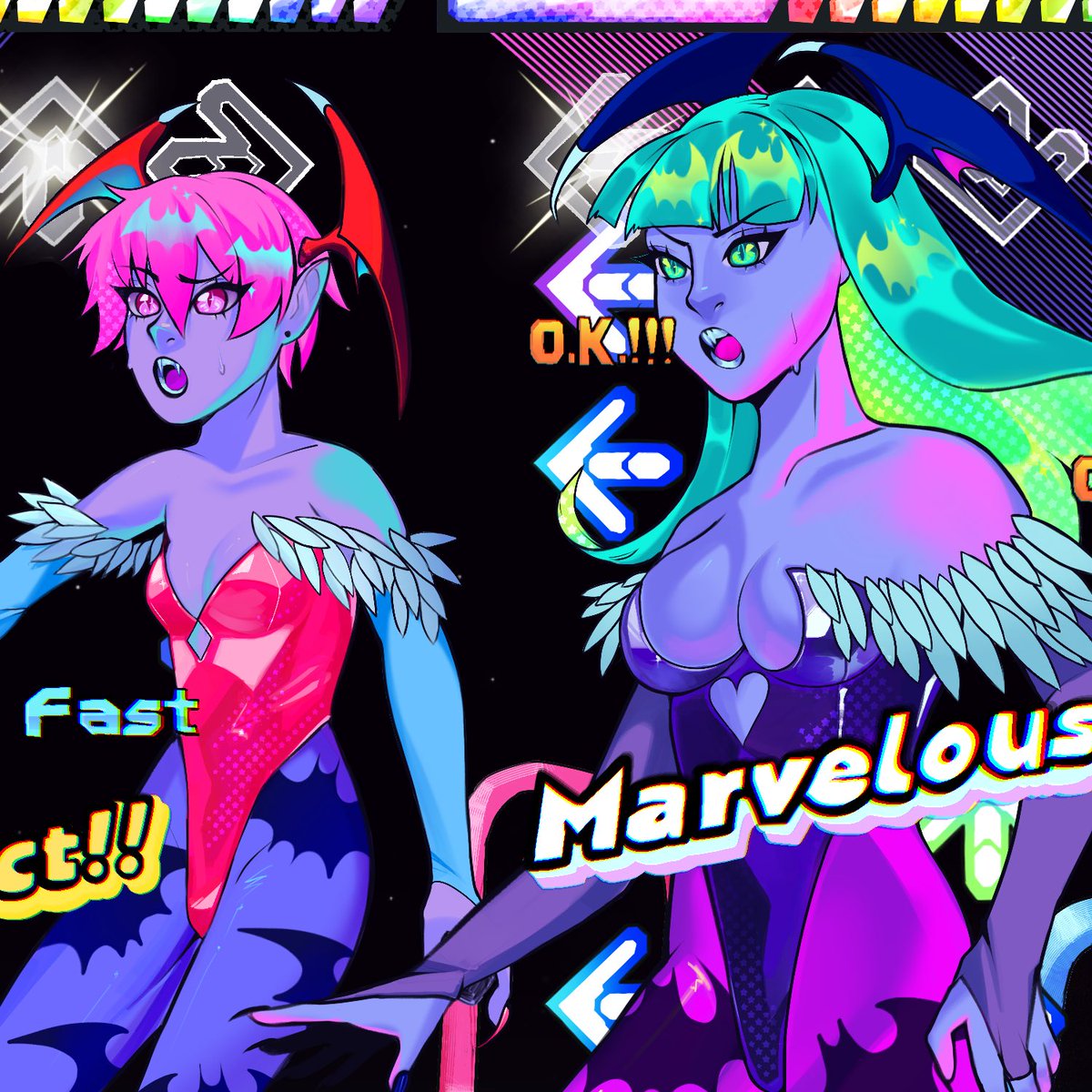 goreumet's tweet photo. #DarkstalkersZine24
 My completed zine project for the Darkstalkers fanzine! 🦇 I cannot begin to express how excited I am to finally be able to share this ! Happy Halloween! 🎃 ⬅️⬇️⬆️➡️ https://t.co/zYgHghiEZ0