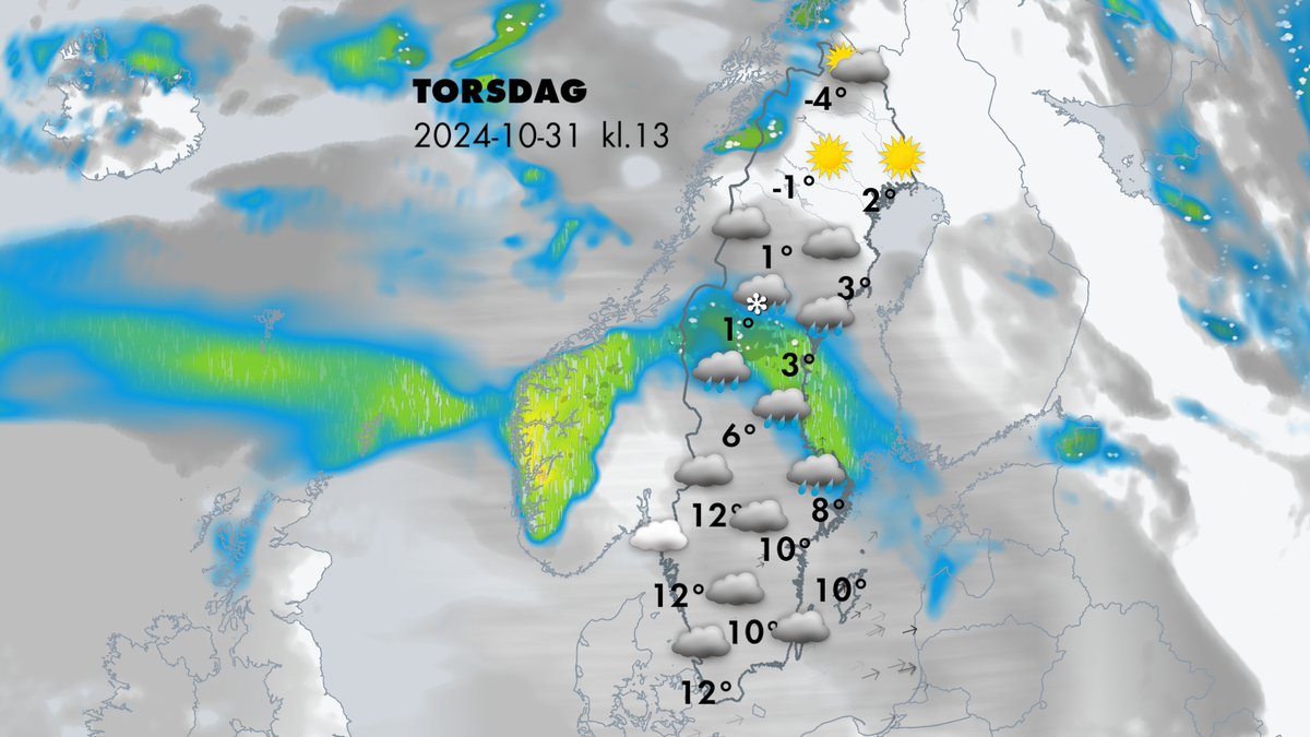 SMHIvader's tweet photo. God morgon :)
Ökande västanvind i söder med hårda vindbyar. Här mycket moln och delvis regn. I södra fjälltrakterna och mellersta Norrland snöfall med regn-inslag. Längst i norr en hel del sol men rätt kyligt. Ha en bra #torsdag :)
#höst #väder #Sverige #höstlov #vind #blåst https://t.co/yrbQRvR65R