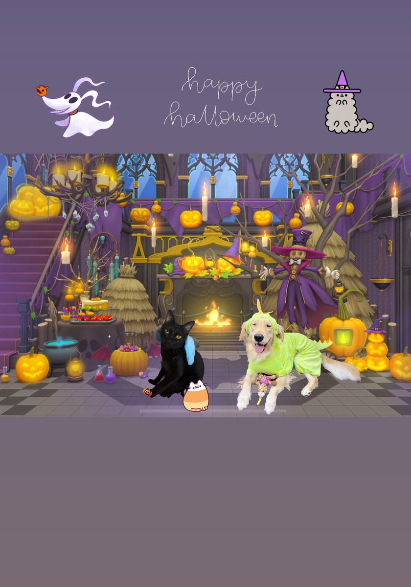satomayumi10's tweet photo. Halloween 
#パズにゃん　#ぱずにゃん　#パズにゃんハロウィン　うちの子を仲間に入れてみました https://t.co/O64W1yeRz8