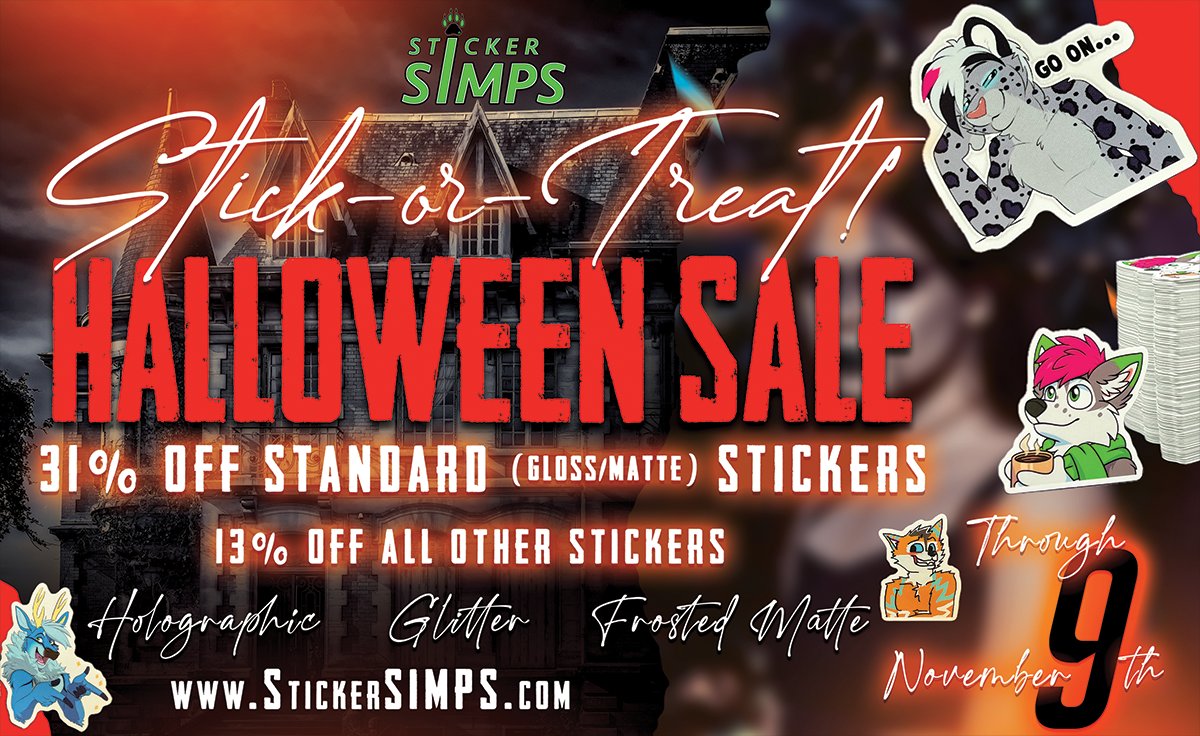 🎃Stick-Or-Treat!👻
👻Our SPOOKY SALE is live! Don't miss out on these Halloween savings!🎃
Go to StickerSIMPS.com to place your order!