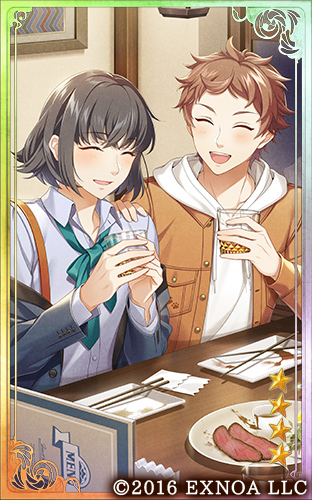 【ステップアップ召装　グラスヲ片手ニ】
今回のステップアップ召装で登場する、文豪たちの姿を映した全体イラストを公開いたします。
装像：坂口安吾（2枚目は最大強化時）
装像：室生犀星（4枚目は最大強化時）
#文アル