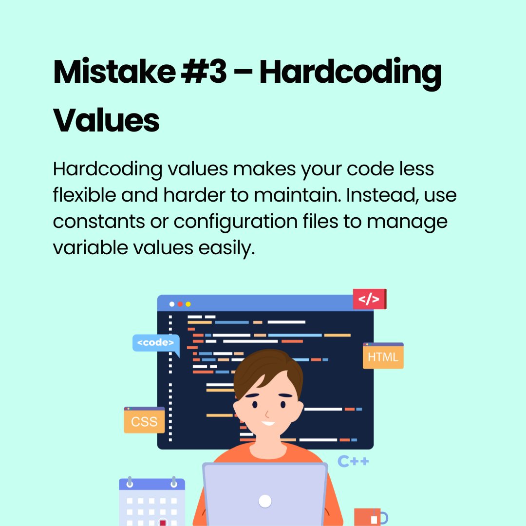 Gfee_work's tweet image. Don’t let simple errors trip you up! Swipe through to discover the most common coding blunders and how to steer clear of them. Let’s code smarter, not harder!
#codingmistakes #GfeeWork #techtips #codesmart