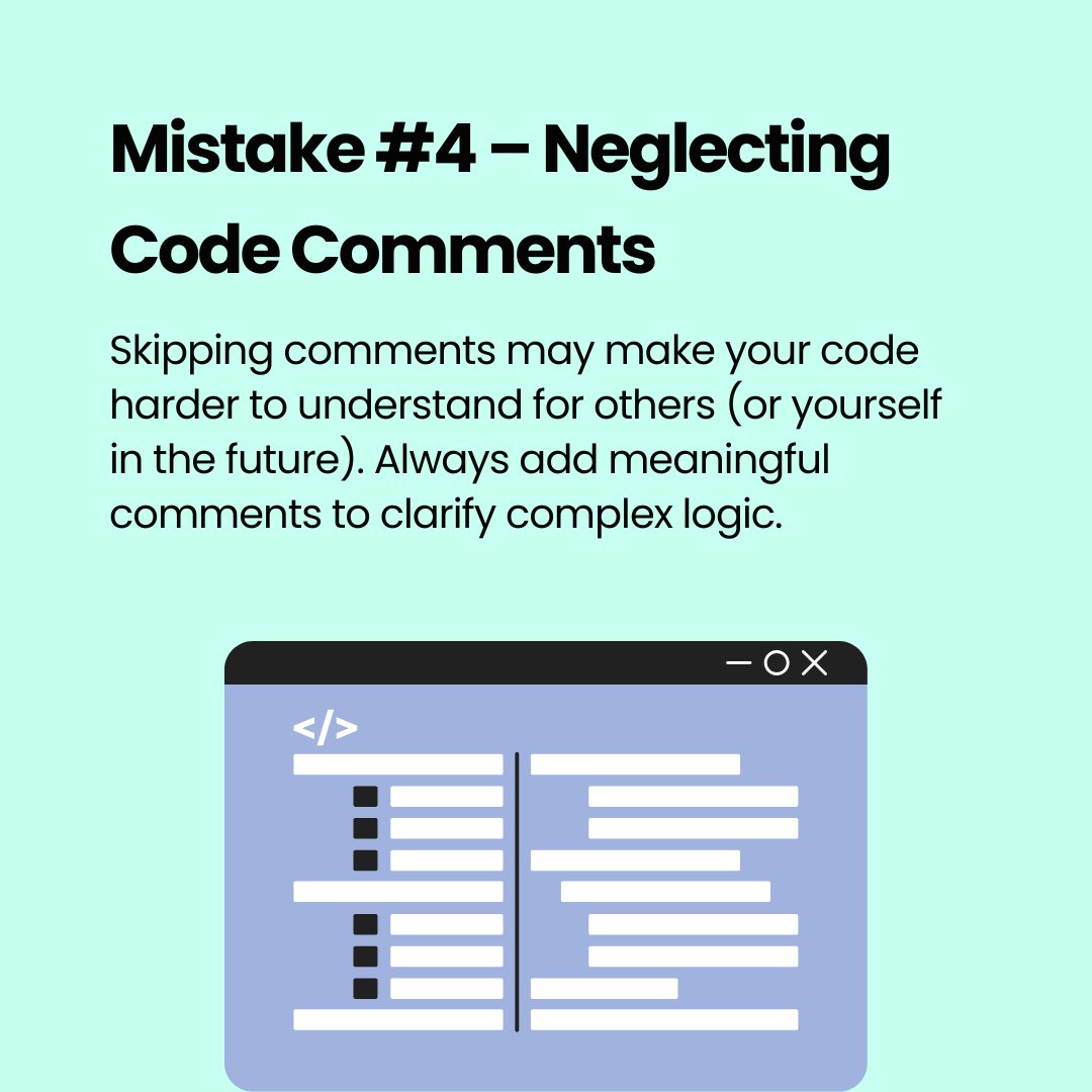 Gfee_work's tweet image. Don’t let simple errors trip you up! Swipe through to discover the most common coding blunders and how to steer clear of them. Let’s code smarter, not harder!
#codingmistakes #GfeeWork #techtips #codesmart