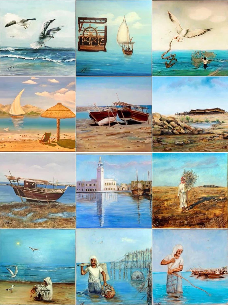 مجموعة من أعمالي البيئة
  بدرجات  الأزرق والترابي
🌊🏖🕊🎣🛶🎨