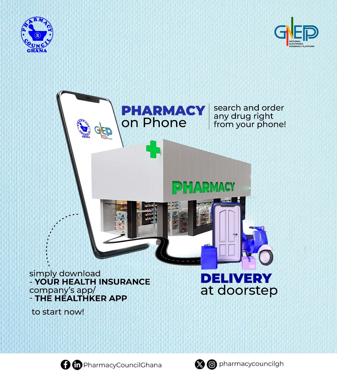 A MAJOR E-PHARMACY ANNOUCEMENT STAY TUNED AND HAVE A HEALTHY DAY.

#nepp #health #pharmcycouncil #healthinsurance #healthtracker #pharmacyonphone #nhia