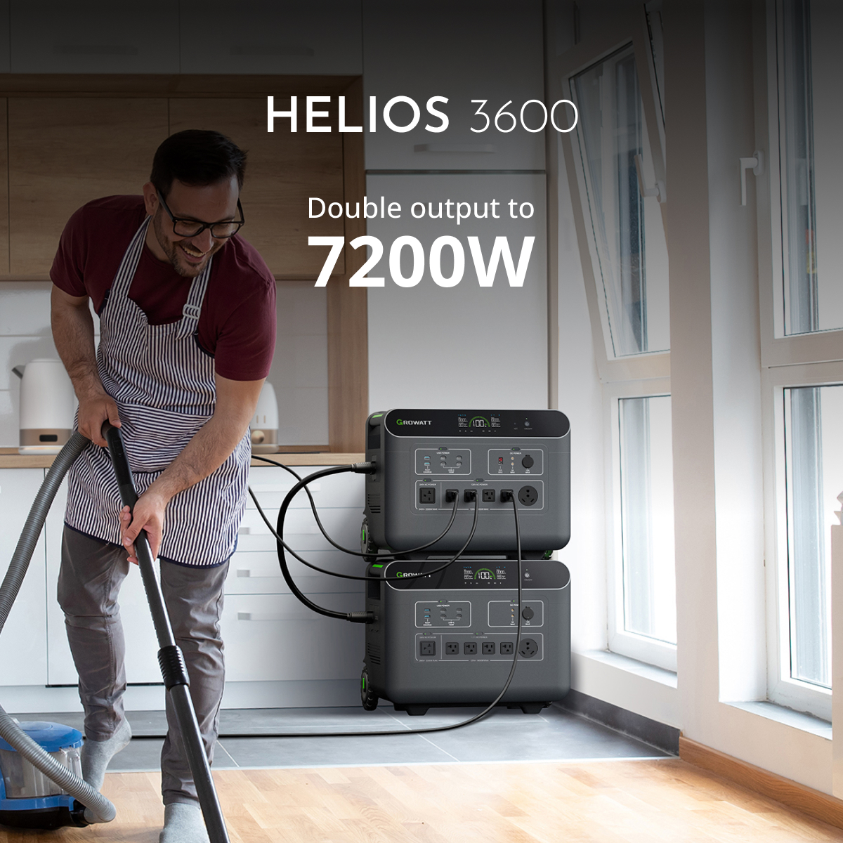 GrowattPortable's tweet photo. Power doubled! Connect 2 HELIOS 3600 main units and unleash a massive 7200W continuous output. ⚡

🔗Learn more: https://t.co/F81PKPGjKp

#Growatt #HELIOS3600 #solar #doubleoutput  #solargenerator #homebackup #backup #outages #poweroutages #energy #power #charge https://t.co/9vZVftrY6G