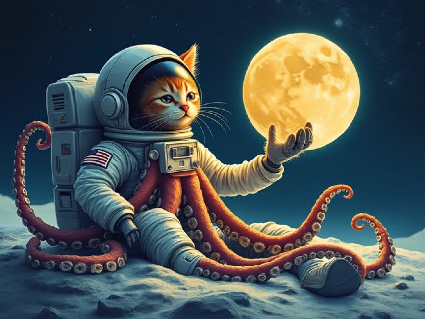LadyRocketSpace's tweet photo. @zaibatsu I hope love and kindness will be offered to this beautify creature. Elevate animalsβ rights! Here is my #Mooncreature by special artists @upsidepart2 https://t.co/RiH0gpvwet