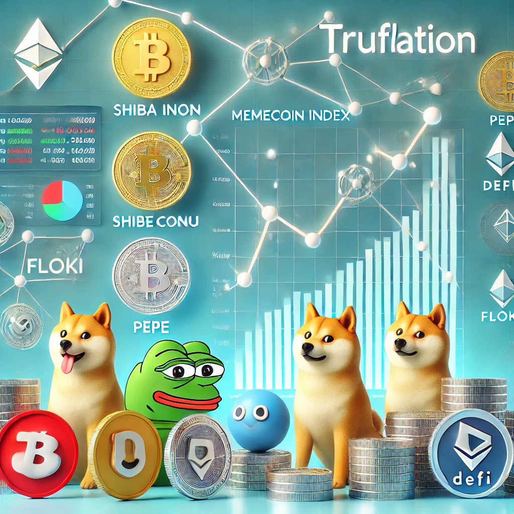 DehuaFi's tweet image. Truflation, in collaboration with #DigitalAssetSolutions, has introduced the #MemeCoin Index, a new metric tracking multiple #blockchains to provide real-time market insights for #meme coins. The index covers the top 8 meme tokens, including #ShibaInu, #Pepe, #Dogecoin, and…