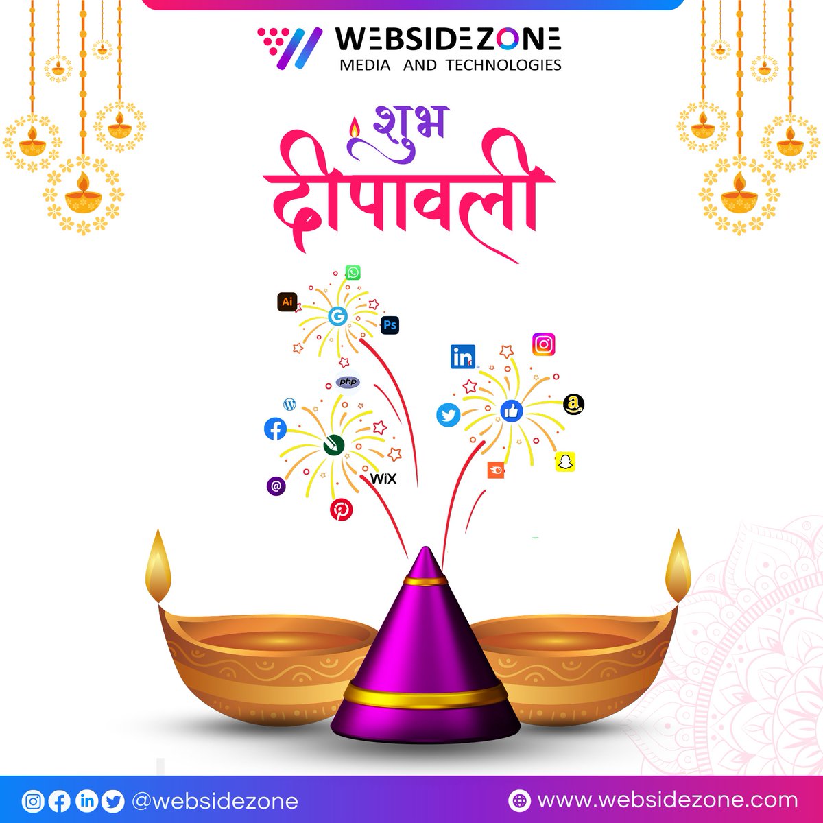 websidezone's tweet photo. Websidezone wishes you and your loved ones a prosperous and joyful Diwali filled with light  and endless opportunities.  May this festival of lights brighten your path to success &amp; growth. 

Happy Diwali! 🪔✨

#diwali #happydiwali #deepawali #digitalmarketing #websidezone https://t.co/P9kLhUIUxY