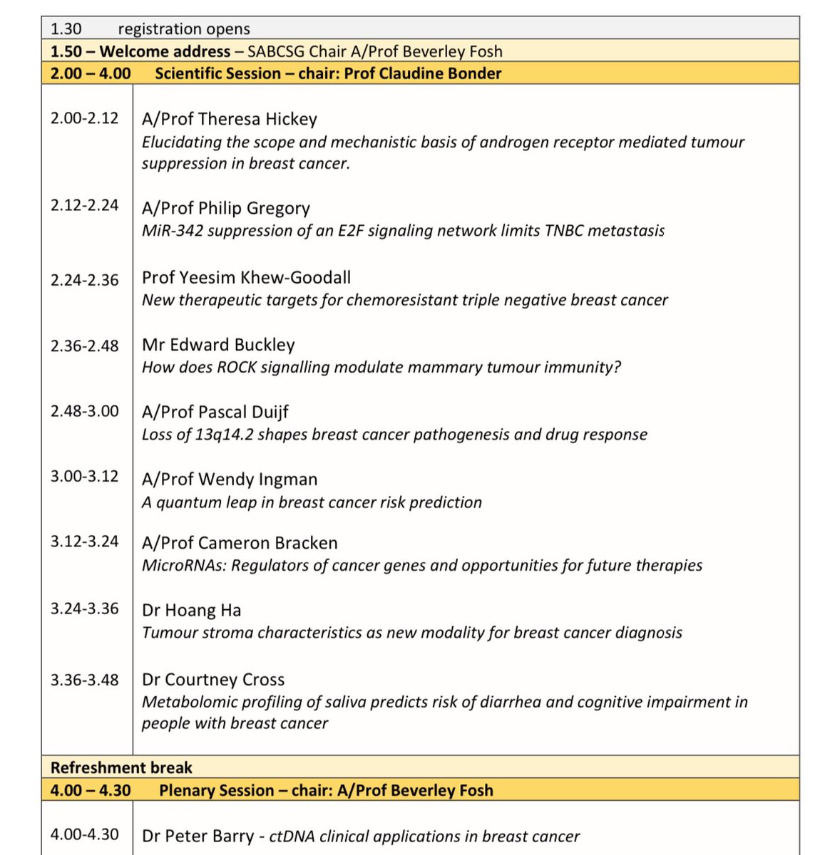 sabcsg's tweet photo. Looking forward to our Scientific Symposium tomorrow in the CCB UniSA Bradley Building! An exciting program of science and health talks for the afternoon. https://t.co/pKkePyNMIG