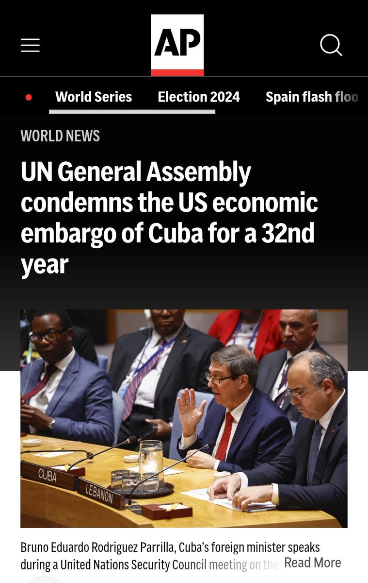 YDunhai's tweet photo. #ENDCUBAEMBARGO 32 years in a row. This year 187 votes in favor, two against (Israel and the US), and one abstention. https://t.co/65Pjhyb9Tc