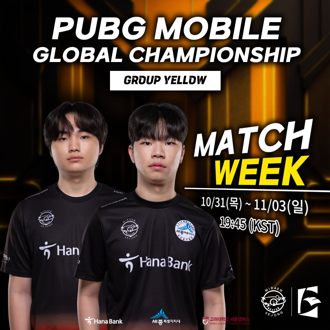 FNesportsGlobal's tweet photo. #미래엔세종 #PUBGM | 2024 PMGC Group stage
  
✈미래엔세종의 첫 세계대회 경기! 해외 팀들과 교전할 준비가 완료되었습니다!🔥

📆 10.31 (목) ~ 11.03 (일) | 19:45
🎞️ 배틀그라운드 모바일 이스포츠 유튜브

#MSJ #MSJWIN #모배 #PMGC #PUBGMOBILE #Hoxy #FINAL #SAEWOO #JUSTES #JAESUK https://t.co/lCMMxrojVe