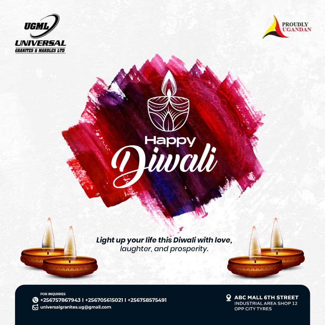 ugmluganda's tweet photo. HAPPY DIWALI
Light up your life this Diwali with love, laughter, and prosperity.
Phone: +256 757 867943
Email: universalgranites.ug@gmail.com
#UniversalGranite #graniteperfections
#TimelessStone #LuxuryGranite #GraniteDesigns #ElegantSurfaces #GraniteExperts #StoneCraftsmanship https://t.co/42egFoCJfN