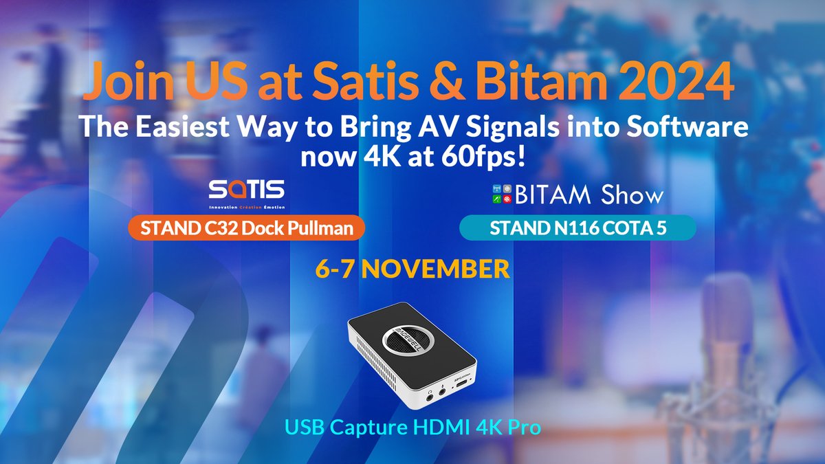 Magewell (@magewellcn) on Twitter photo Greetings to everyone attending <a href="/satisexpo/">SATIS Expo</a> in #Paris and #BITAM in #Madrid next Wednesday! Visit our stand to check on the latest #IP workflow solutions and AV innovations. Our on-site team is ready to help elevate your workflows with cutting-edge solutions. Enjoy the show! Greetings to everyone attending <a href="/satisexpo/">SATIS Expo</a> in #Paris and #BITAM in #Madrid next Wednesday! Visit our stand to check on the latest #IP workflow solutions and AV innovations. Our on-site team is ready to help elevate your workflows with cutting-edge solutions. Enjoy the show!