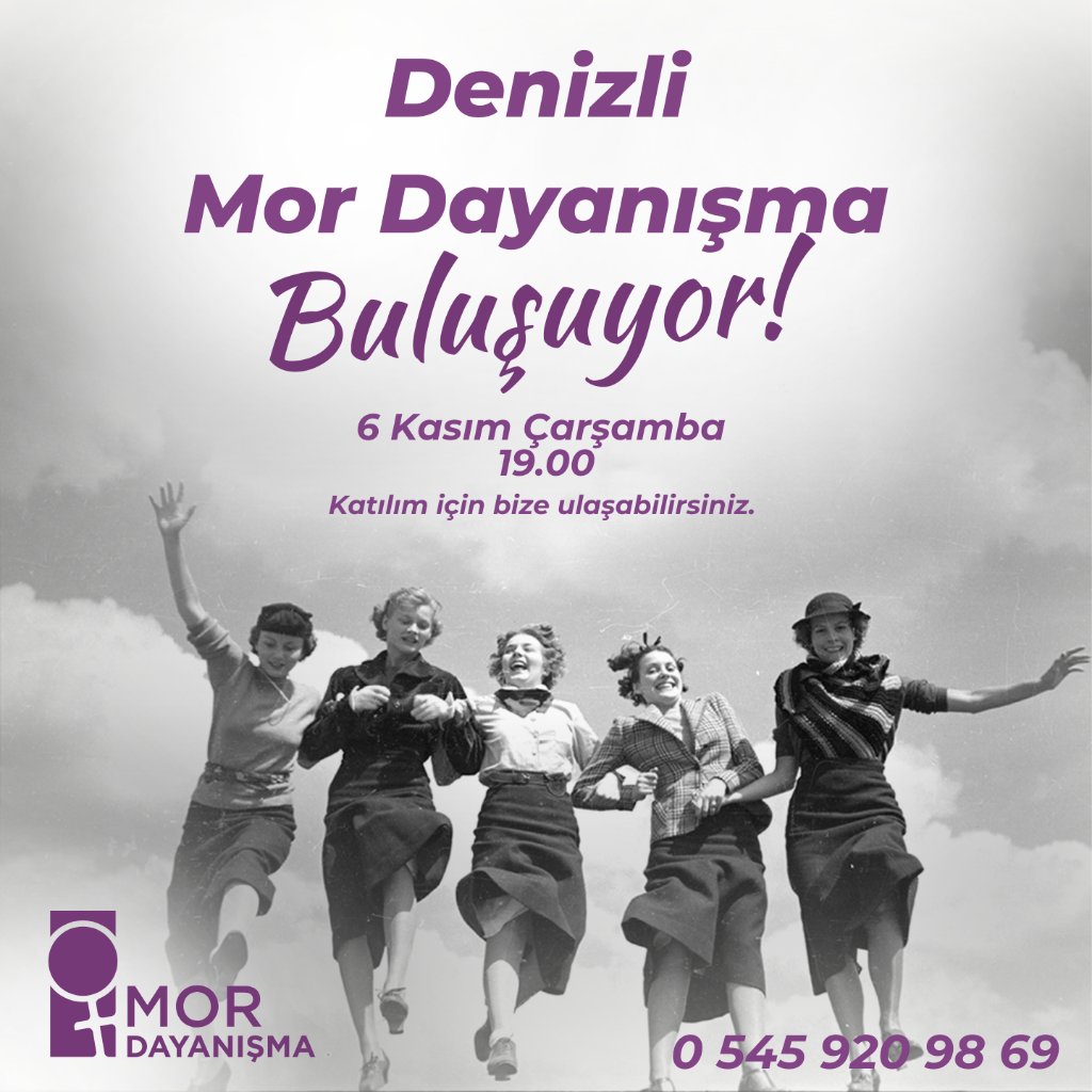DenizliMor's tweet photo. 25 Kasım'a giderken bir araya gelip konuşacağız. 💜

Denizli Mor Dayanışma'ya katılmak ve bilgi almak için bize ulaşabilirsiniz. 🥳🥳 https://t.co/wHUg6q736P