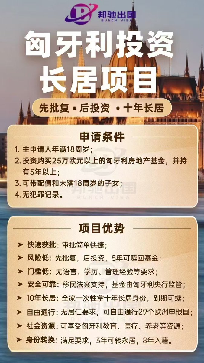 🇭🇺一文介绍匈牙利投资长居项目，投资25万欧元拿十年长居身份！ 这是目前唯一一支官方认可和监管可以办理匈牙利长居身份的地产基金。