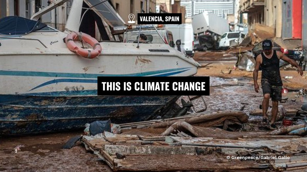 Death toll rises as the worst flash floods in 30 years sweep Spain’s #Valencia region. 100+ lives lost, dozens still missing.

THIS IS CLIMATE CHANGE.

Amor y solidaridad to all affected 💔

#MakePollutersPay #StopDrillingStartPaying