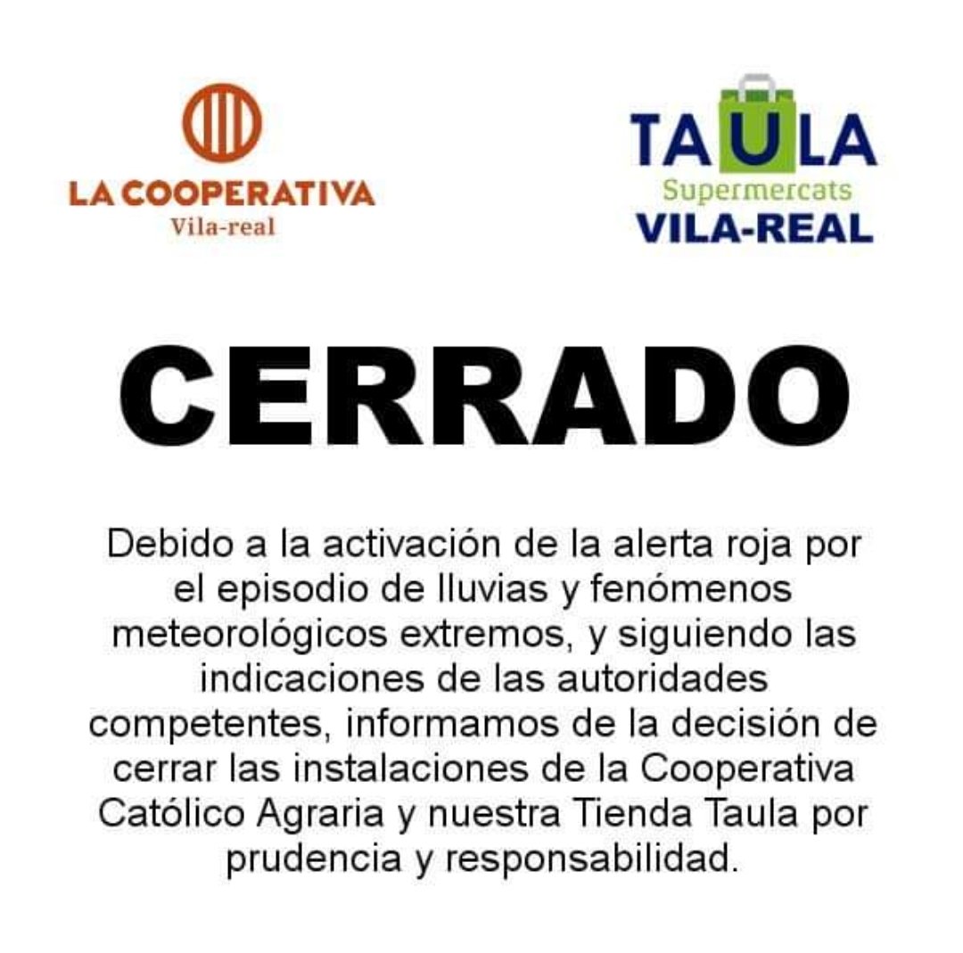 🚨AVISO DE CIERRE DE NUESTRAS INSTALACIONES HOY JUEVES DIA 31 DE OCTUBRE DE 2024 POR PRUDÉNCIA Y RESPONSABILIDAD🚨