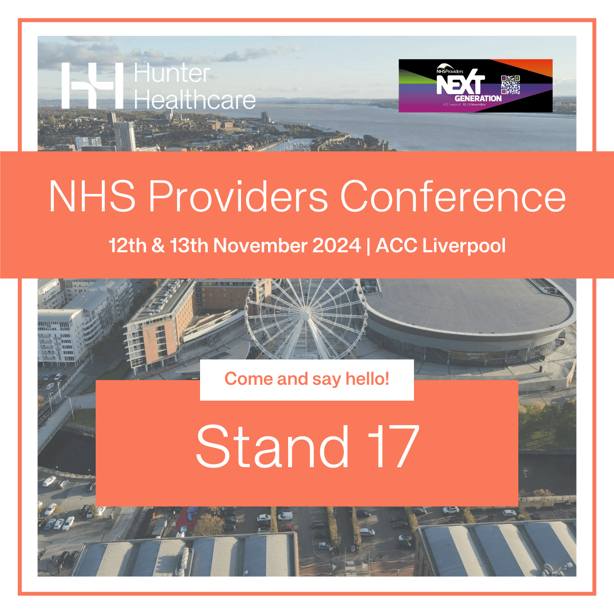 HHResourcing's tweet photo. 🌟 Hunter Healthcare is attending the @NHSProviders Annual Conference at ACC Liverpool, Stand 17! Join us in exploring this years' theme 'Next Generation' and learn how we can help NHS organisations stay responsive &amp; patient-centered.

#NHSConference #HealthcareFuture #NHSP24 https://t.co/Sb9zHIjv6c
