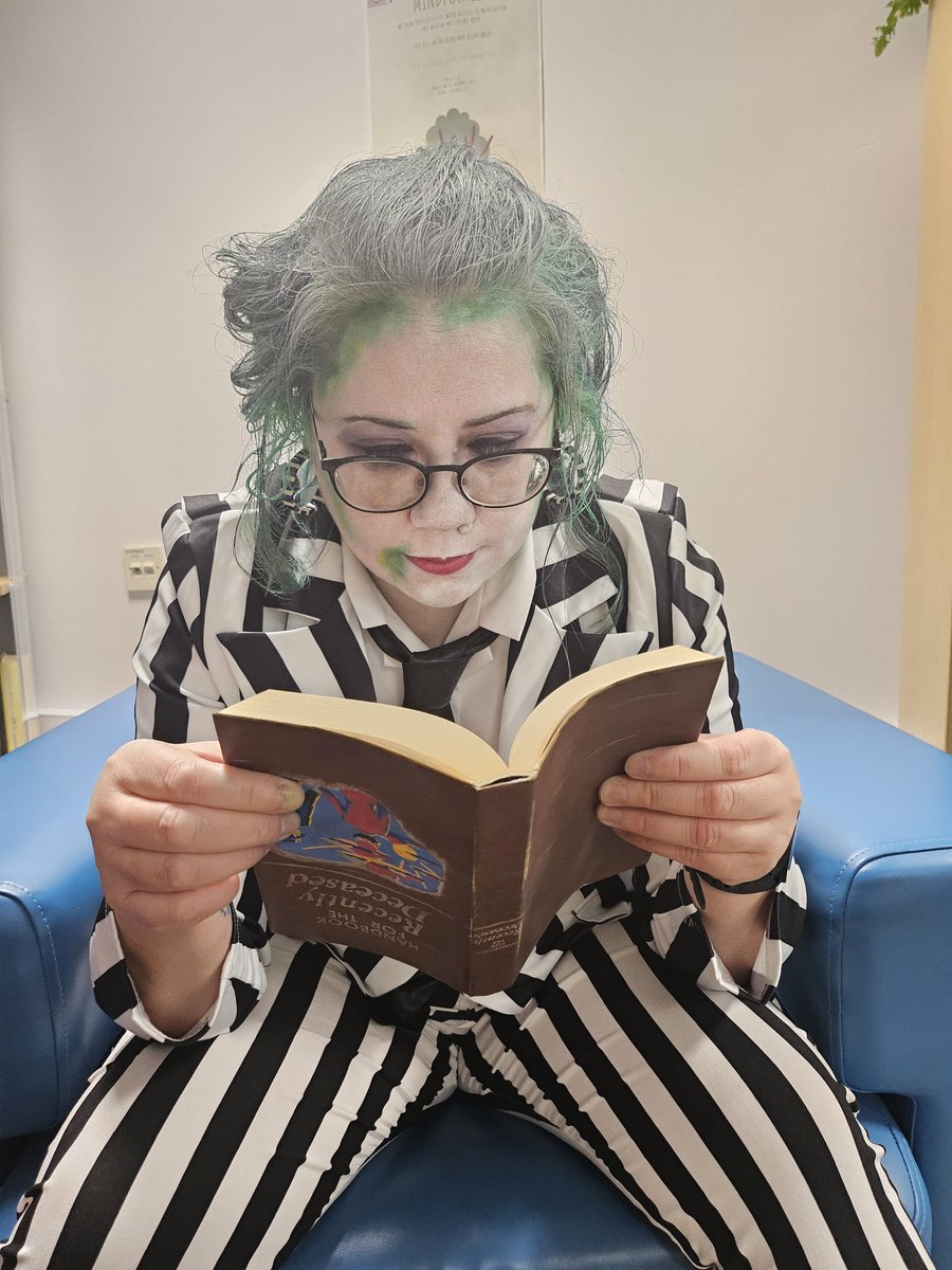 Our Read and Relax area is so popular we have some out-of-this-dimentional guests at the library today! Even the dead like to read, come check out our fiction section for yourself. If you dare. 👻
<a href="/WUTHstaff/">WUTH Staff</a>