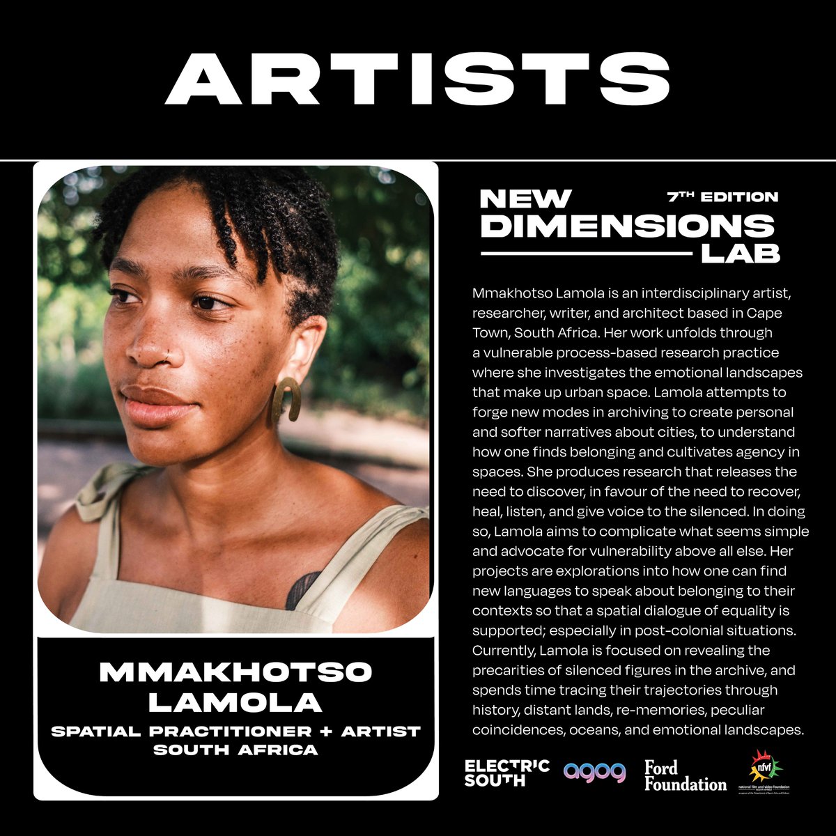 Meet Mmakhotso Lamola 🇿🇦  an interdisciplinary artist, researcher, writer, and architect based in Cape Town, South Africa. Her work unfolds through a vulnerable process-based research practice where she investigates the emotional landscapes that make up urban space.