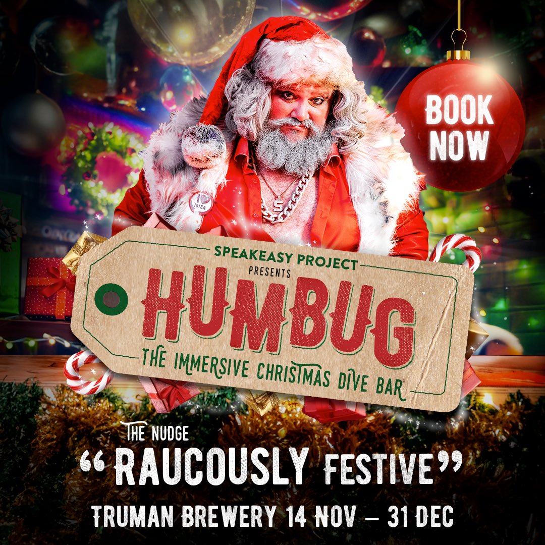 So excited to be joining Humbug: The Immersive Christmas Dive Bar from November.
If you’re up for a cracking night, you can catch it at The Truman Brewery this Christmas. It’s gonna be great and it’s got some excellent humans in it. 
💥 Use code: HUMBUGCC30 for 30% off Nov