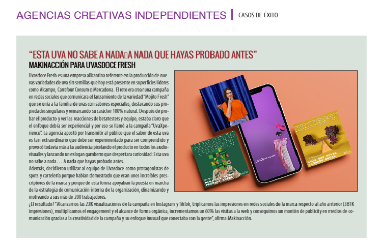 La #campaña #UvaXperience que hemos desarrollado para <a href="/Uvasdoce/">Uvasdoce</a> destaca en el número que el <a href="/elpublicistacom/">El Publicista</a> le ha dedicado a las #agenciasindie españolas. Te animamos a que le eches un ojo👁️➡️
#orgullosamenteindie
#agenciacreativa #campañas