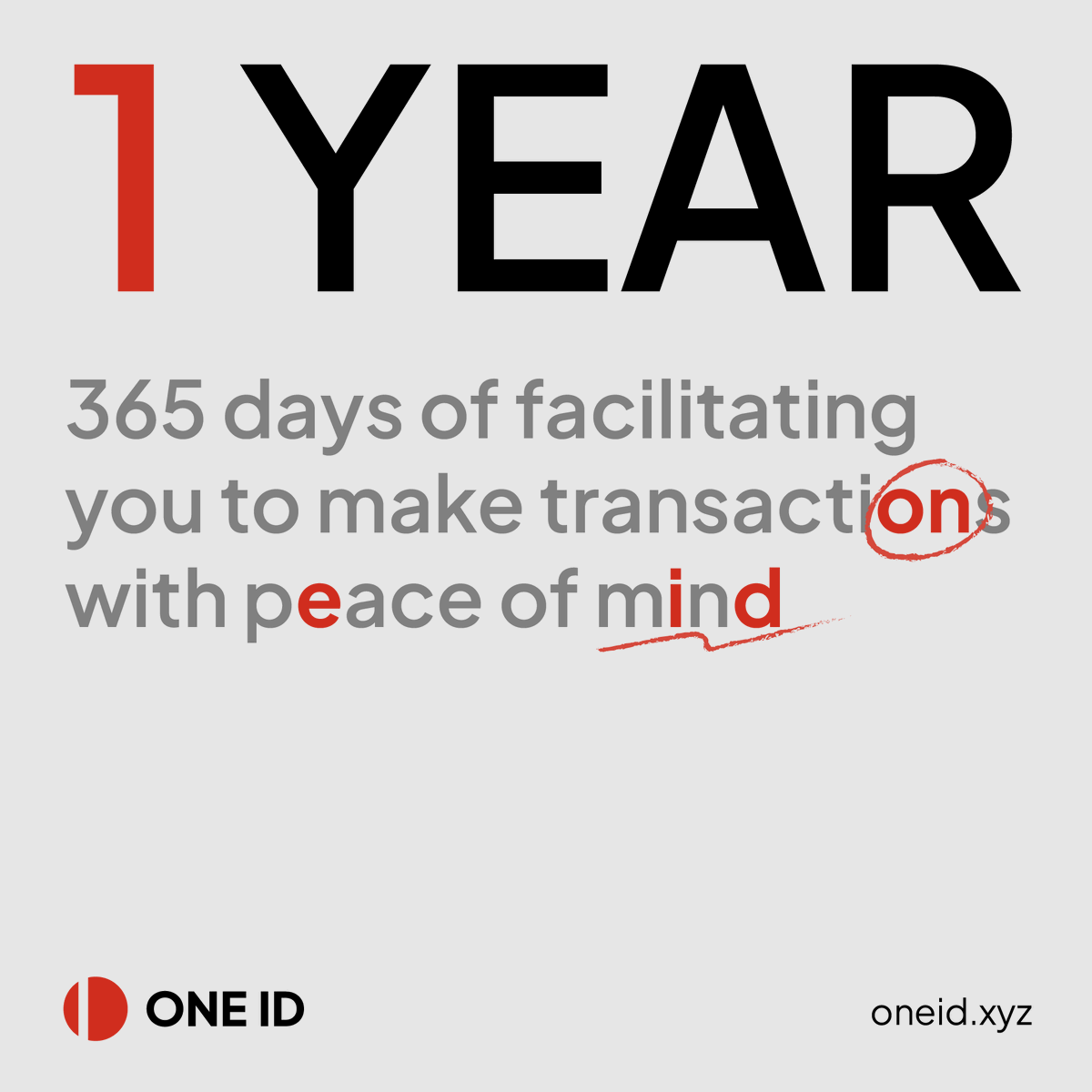 useOneID's tweet photo. All you need is OneID.
365 days of facilitating you to make transactions with peace of mind.
#1YearOneID #UseOneID