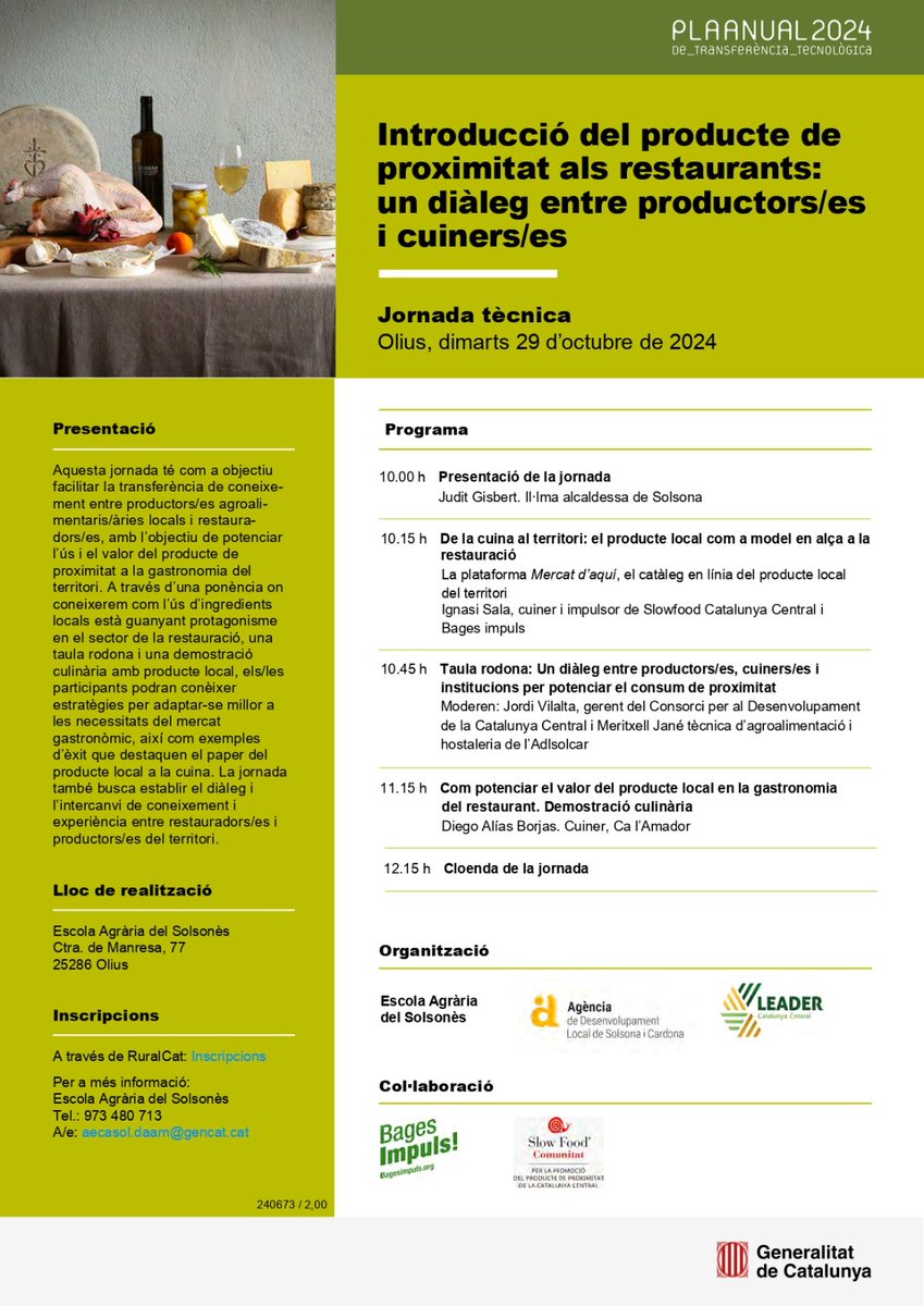 ☝🏼El 29 d'octubre vam ser a la jornada d’ <a href="/easolsones/">Escola Agrària del Solsonès</a>, AdSolCar i <a href="/leadercatcent/">LEADERcatcentral</a>  sobre introducció de producte local als restaurants. Gràcies a @mas_de_la_sala i @calamadorjosa per compartir experiències!