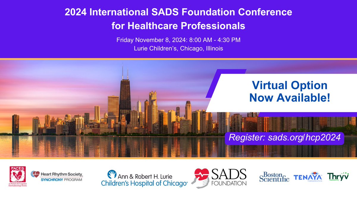 fiacardiac's tweet photo. Virtual option now available for the 2024 International SADS Foundation Conference for Healthcare Professionals on Friday, November 8, 2024!

This conference will be live-streamed with CME accreditation provided. Register at https://t.co/vLzJNqprLq. #EPeeps #CardioEd #GCChat https://t.co/rFYN4hHYpE