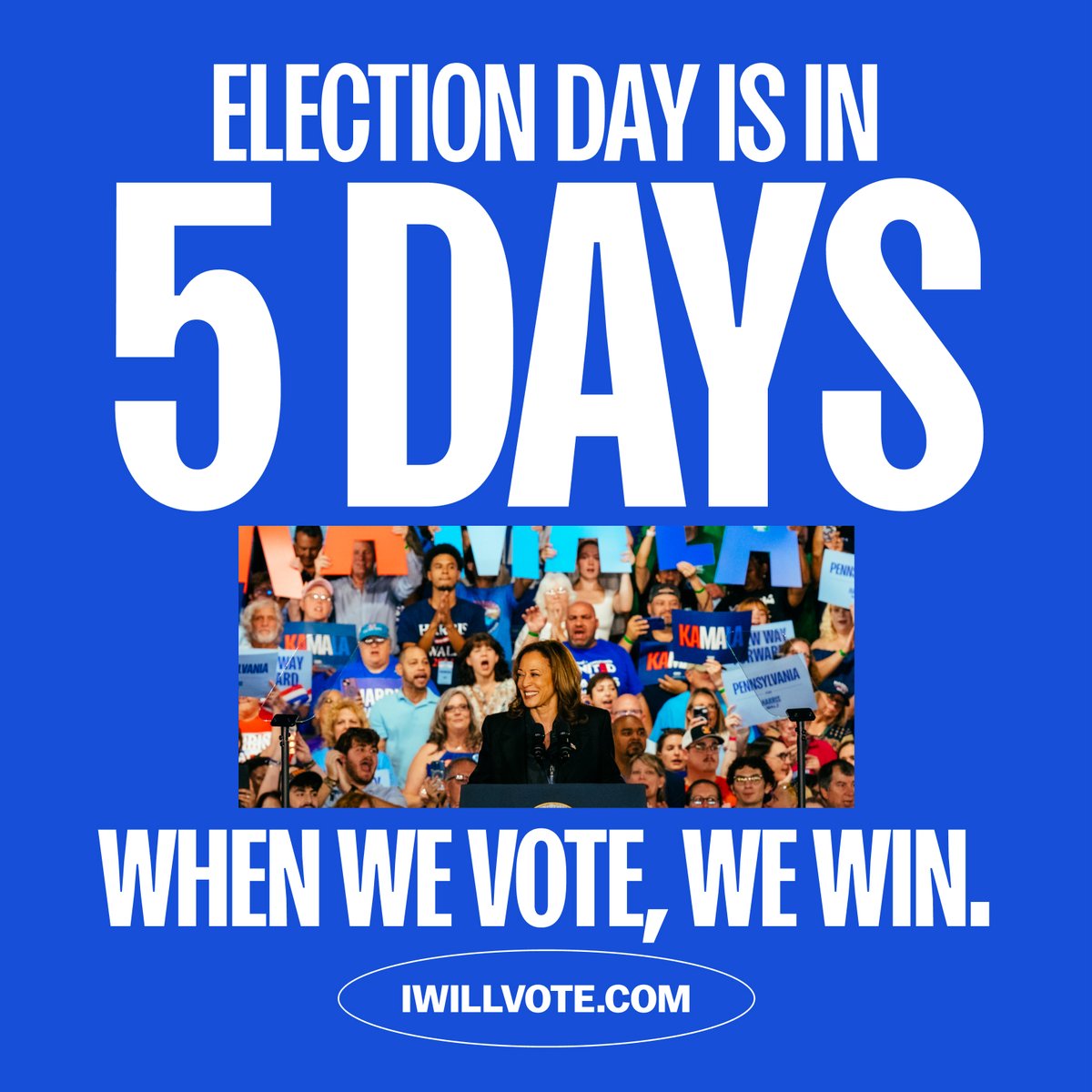 KamalaHarris's tweet photo. This is our moment. Together, we will chart a new way forward. 

Make a plan to vote early or on November 5. https://t.co/VbrfuqVy9P https://t.co/fJoz40HD1y