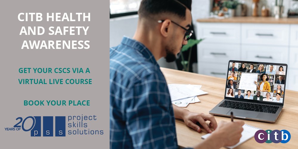 PSS_Training's tweet image. Need your CSCS Green Card? Attend our online Tutor-Led CITB Health and Safety Awareness Course via Zoom. Gain a qualification required for most construction sites in the UK.
📅 Nov 8th
💷 £130+VAT.
Book now! bit.ly/3XBaTwg #remotecourse #HealthAndSafetyAwareness