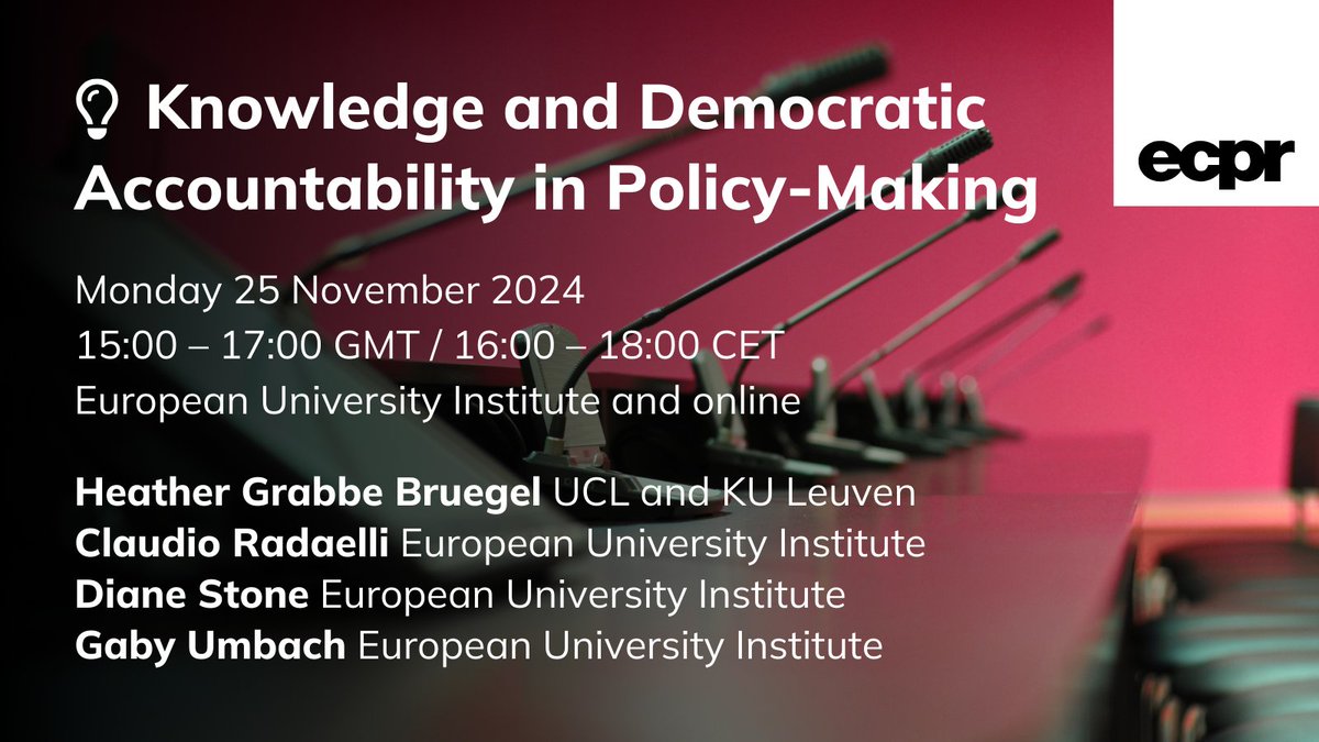 European Consortium for Political Research (@ecpr) on Twitter photo 🔜 <a href="/EPSJournal/">European Political Science Journal</a> Annual Debate 💬🗨️
🤝🏽 Collaboration with <a href="/STGEUI/">School of Transnational Governance</a>
📅 Mon 25 Nov 🇮🇹 <a href="/EUI_EU/">European University Institute</a> & Online
🗣️ <a href="/HeatherGrabbe/">Heather Grabbe</a>, @ProfCRadaelli, <a href="/gaby_um/">gaby umbach</a> & Diane Stone discuss the role of experts in policy-making in times of crisis 🚨
👉🏽 ecpr.eu/Events/309 #ECPRHouseSeries 🔜 <a href="/EPSJournal/">European Political Science Journal</a> Annual Debate 💬🗨️
🤝🏽 Collaboration with <a href="/STGEUI/">School of Transnational Governance</a>
📅 Mon 25 Nov 🇮🇹 <a href="/EUI_EU/">European University Institute</a> & Online
🗣️ <a href="/HeatherGrabbe/">Heather Grabbe</a>, @ProfCRadaelli, <a href="/gaby_um/">gaby umbach</a> & Diane Stone discuss the role of experts in policy-making in times of crisis 🚨
👉🏽 ecpr.eu/Events/309 #ECPRHouseSeries