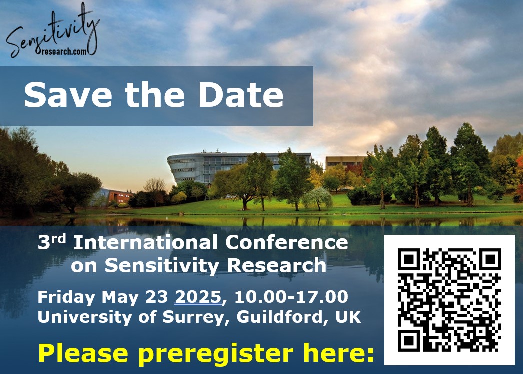 sensitivityres's tweet image. Save the Date! 📅 The 3rd International Conference on Sensitivity Research will be held on May 23rd, 2025, at the University of Surrey, UK—just a 30-minute train ride from London! 🌍

👉 Preregister here: surreyfahs.eu.qualtrics.com/jfe/form/SV_6X…
