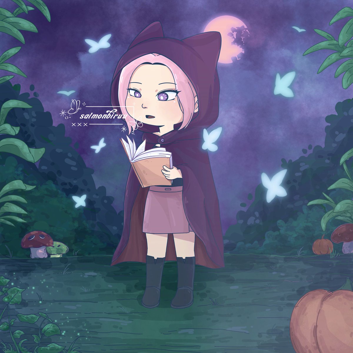 salmonbiruu's tweet photo. Roselyn in Halloween day 🎃 🦇👻

#illustration #art #artwork #イラスト #アート #Halloween  #Roselyn #salmonoc https://t.co/ZglWQ4ZZfN