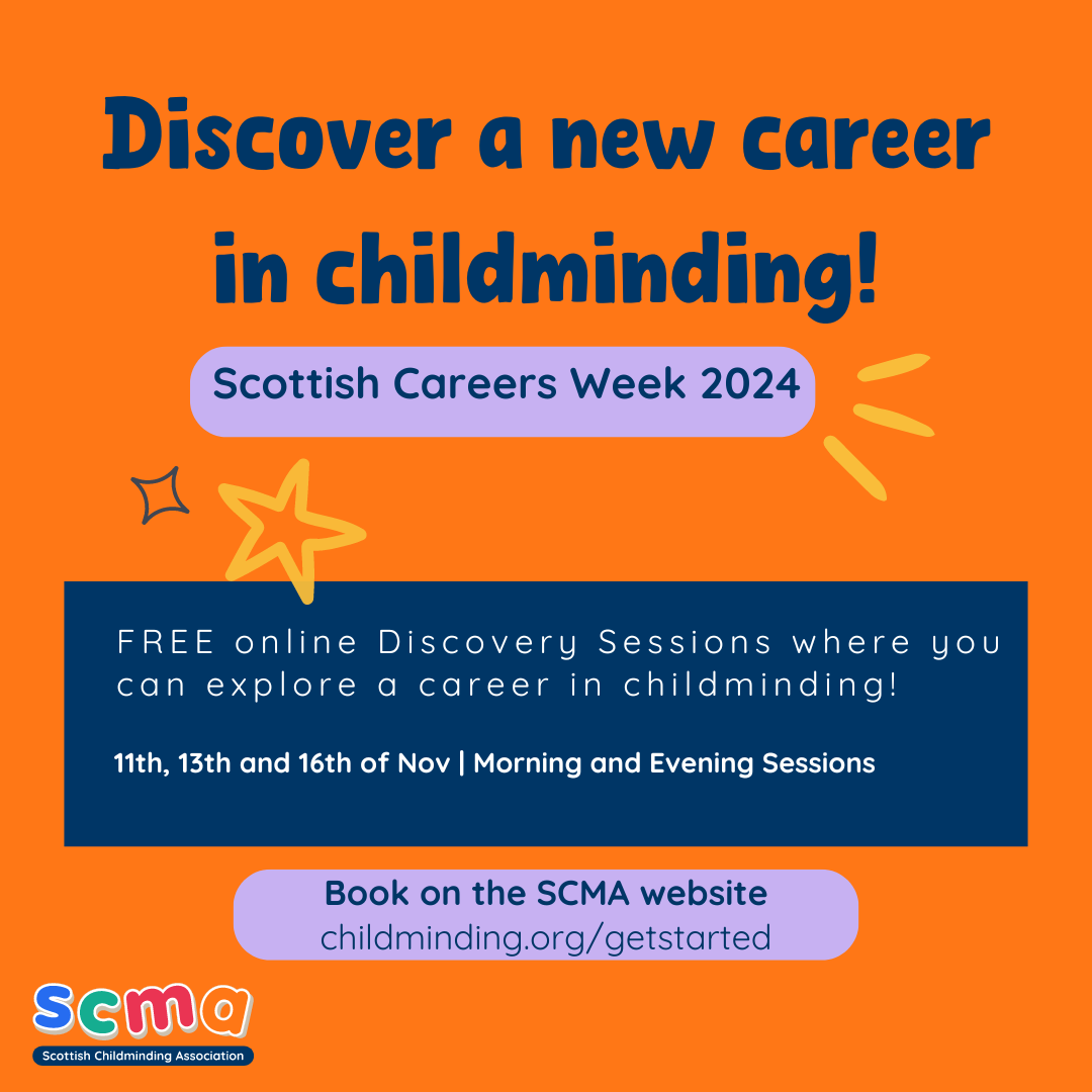 D&G Local Employability & Skills Partnership (@dgemployability) on Twitter photo During Scottish Careers Week, DG Works Partner, <a href="/ScotChildmind/">Scottish Childminding Association (SCMA)</a> is hosting online Childminding Discovery sessions where you can explore a career in childminding! Ask the SCMA team questions and find out more about the support available
👉childminding.org/getstarted #ScotCareersWeek24 During Scottish Careers Week, DG Works Partner, <a href="/ScotChildmind/">Scottish Childminding Association (SCMA)</a> is hosting online Childminding Discovery sessions where you can explore a career in childminding! Ask the SCMA team questions and find out more about the support available
👉childminding.org/getstarted #ScotCareersWeek24