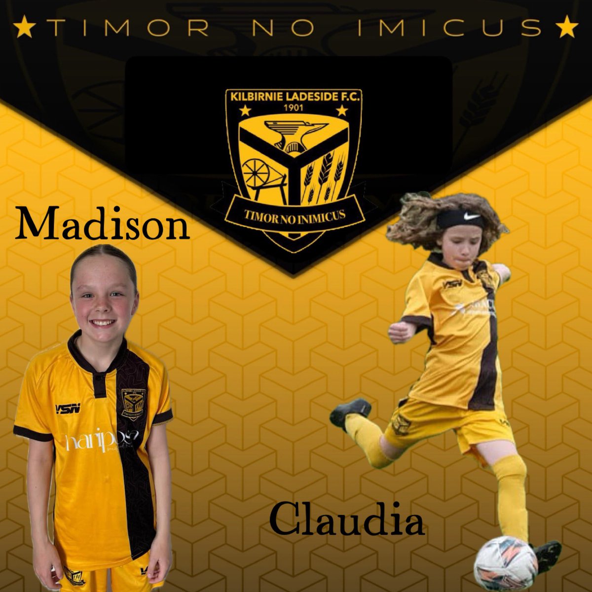 KL_GirlsFC's tweet photo. Massive congratulations from everyone at the club to our midfield maestros Madison and Claudia on getting selected for the south west regional schools team. 
It’s a brilliant achievement and everyone at the club are chuffed to bits and not surprised 💛🖤 https://t.co/sHm4c8Ez1j