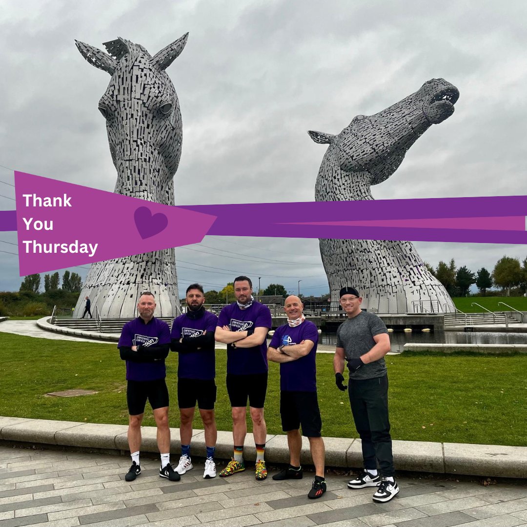 OfficialPCA's tweet photo. A huge #ThankYouThursday to the incredible Dads &amp; Lads team for their inspiring 100-mile cycle from Glasgow to Edinburgh! 🚴 Their challenge was in loving memory of John's brother-in-law, Tommy Clancy. The faced setbacks with illness and injuries, but the team pushed through! 💜 https://t.co/AQDdm3J5Gd