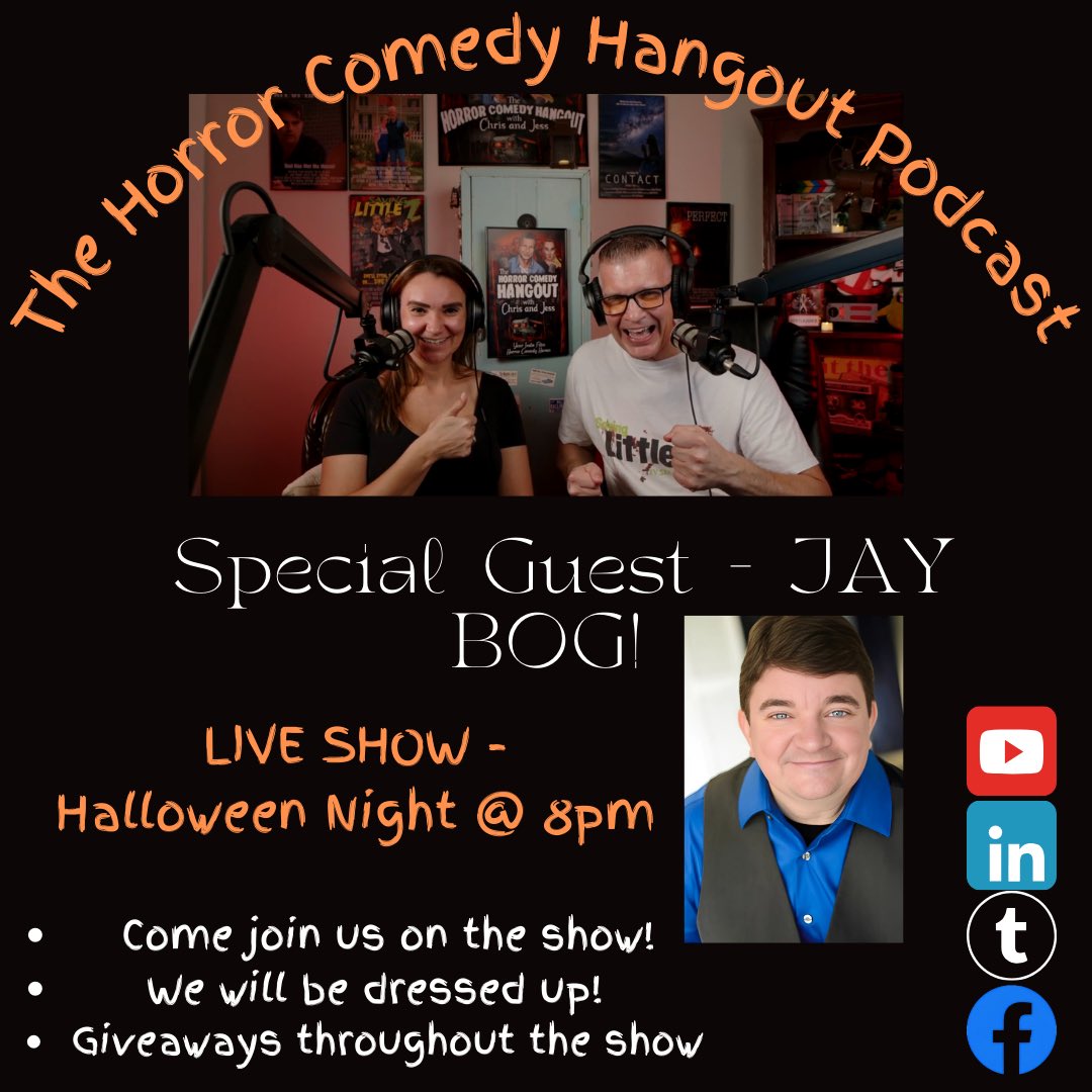 ballinger_chris's tweet image. Happy Halloween 🎃 Everyone! After all that trick or treating come join us tonight for our Halloween LIVE show with Jay Bog, giveaways and a special guest! The show will go live on The Horror Comedy Hangout YouTube podcast #podcasting #podcastersofinstagram #actor #horrorcomedy
