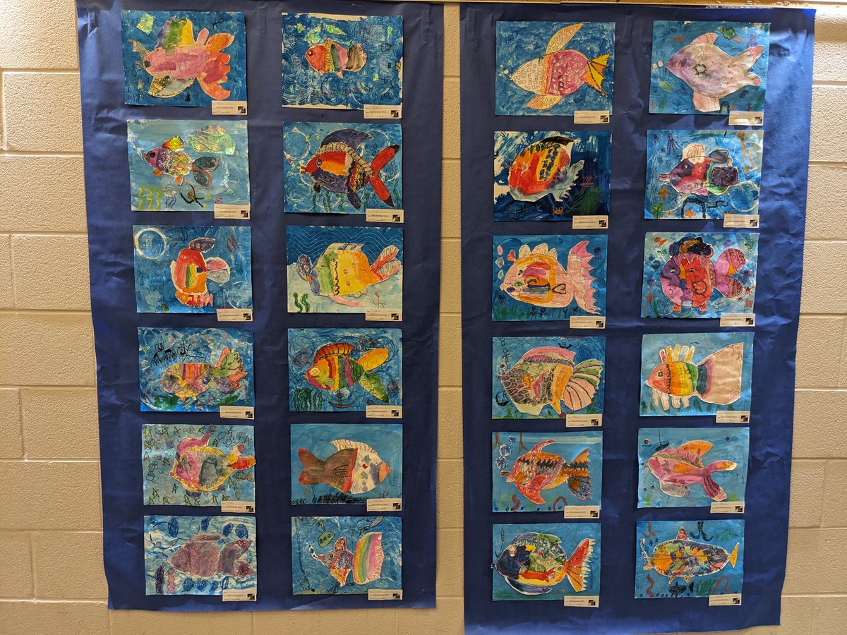 Ms. B's art studio (@relayartstudio) on Twitter photo 1st grade pattern fish are up on display! They got to add a small area of glitter inspired by the book Rainbow Fish. <a href="/Relay_BCPS/">Relay Elementary</a> #1relay4all 1st grade pattern fish are up on display! They got to add a small area of glitter inspired by the book Rainbow Fish. <a href="/Relay_BCPS/">Relay Elementary</a> #1relay4all