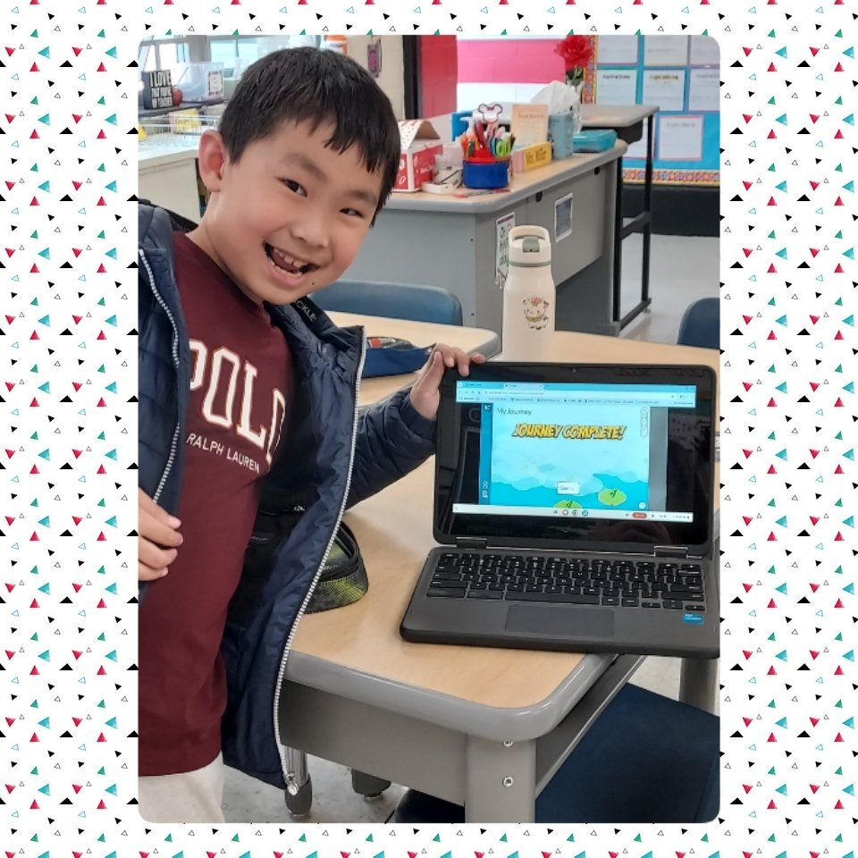 Congratulations to our classmate! He was so excited to finish his journey with JiJi. Way to go! <a href="/wellborn_cbe/">Mrs. Wellborn</a> @ci