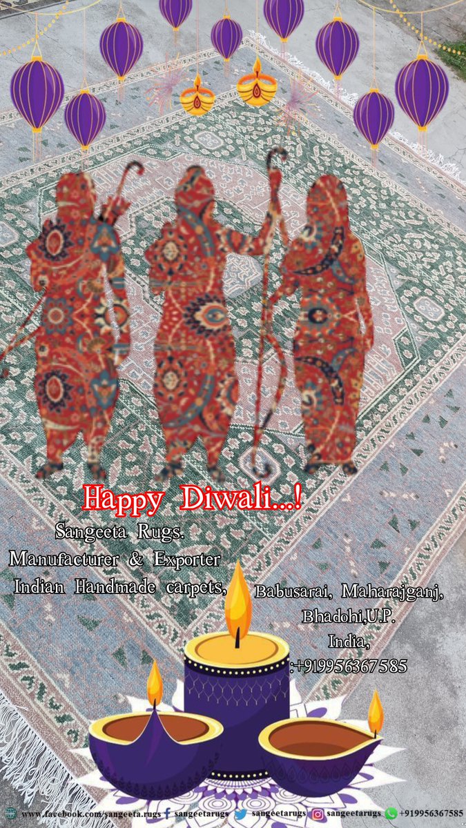 CarpetsSaurabh's tweet photo. Happy #Diwali to everyone ...
Sangeeta Rugs.
:+919956367585
#DiwaliCelebration #home #Decoration #Diwali #Trending #carpets #homedecor #decor #handmade #interier #flooring #sale https://t.co/BJFEz7ncTR